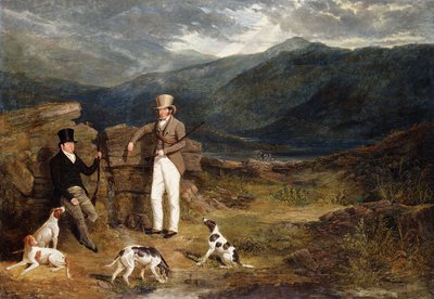 To herrer med pekere på en rypemyr, 1824 av John Frederick Herring Senior
