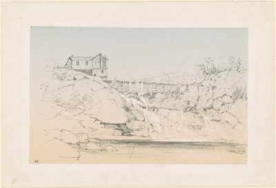 Bygning ved en demning av John Frederick Kensett