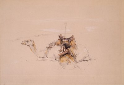 En bisharin-araber av sin kamel (blyant og akvarell) av John Frederick Lewis