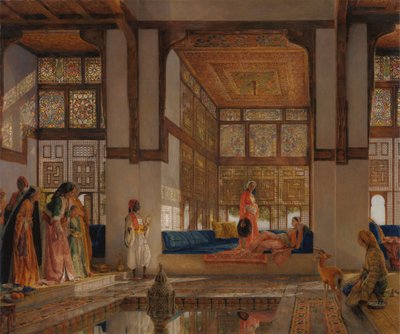 En dame som tar imot besøkende (resepsjonen) av John Frederick Lewis