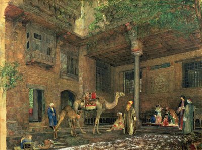 Gårdsplassen til malerens hus, Kairo, ca. 1851 av John Frederick Lewis