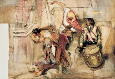 Studie for proklamasjonen av Don Carlos, 1834-1838 av John Frederick Lewis