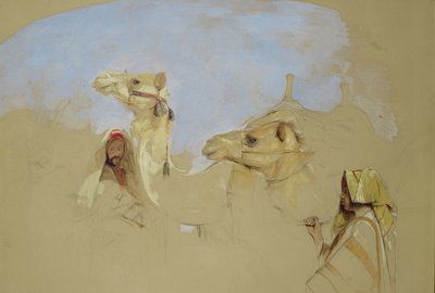 Studie av kameler med beduinførere i Sinai-ørkenen (blyant, wc og gouache på papir) av John Frederick Lewis