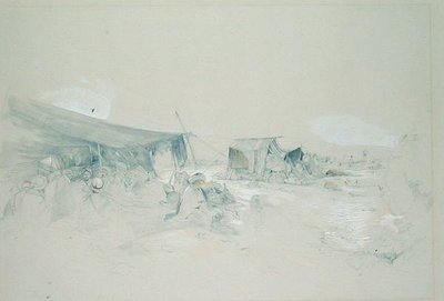 Ørkenen på Sinai-fjellet (blyant og gouache på papir) av John Frederick Lewis