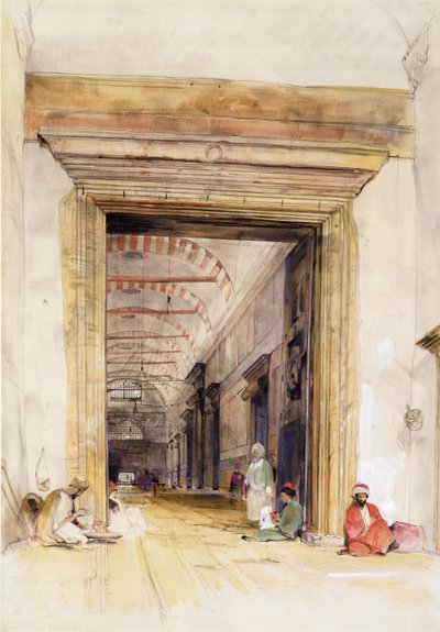 Den store døråpningen til moskeen Santa Sophia, Konstantinopel (wc over blyant forhøyet med kroppsfarge) av John Frederick Lewis