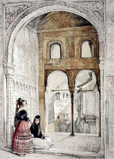 Vindu i Hall of Ambassadors, fra Sketches and Drawings of the Alhambra, 1835 av John Frederick Lewis