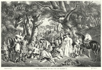 En fete Champetre fra Charles IIs tid (gravering) av John Frederick Tayler