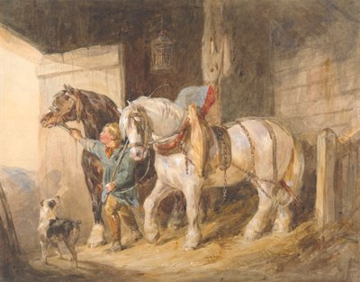 Stallgutt med vognhester av John Frederick Tayler