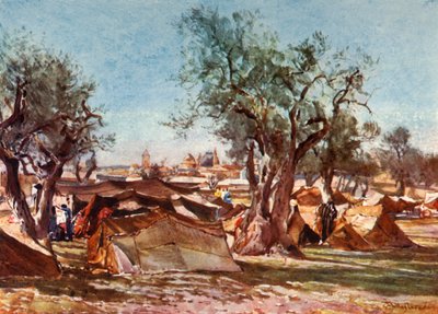 Beduinleir utenfor Jerusalems nordmur, 1902. av John Fulleylove