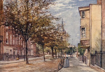 Church Row, Hampstead (farge litho) av John Fulleylove
