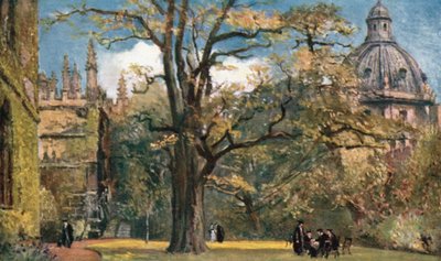 Fellows#39; Garden, Exeter College (fargelitografi) av John Fulleylove