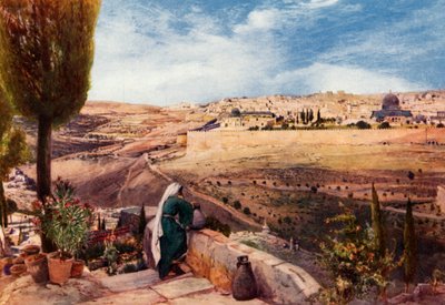 Jerusalem fra Oljeberget der Kristus gråt over byen, 1902. av John Fulleylove