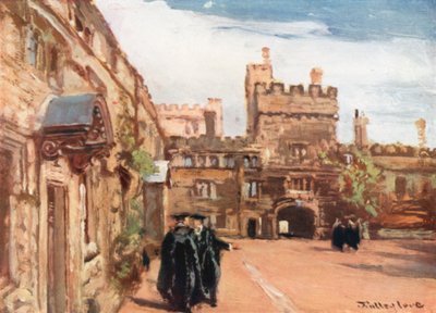 Jesus College (fargelitografi) av John Fulleylove