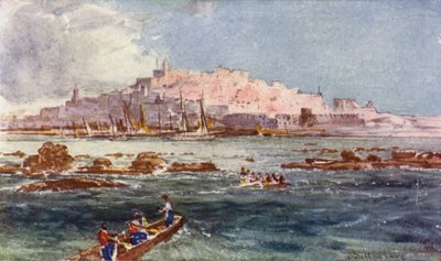 Joppa, fra havet (farge litho) av John Fulleylove
