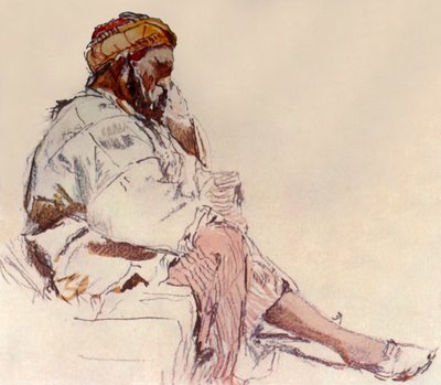 Syrisk bonde sittende: i profil, 1902. av John Fulleylove