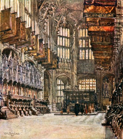 Henrik VIIs kapell, sett mot øst (fargelitografi) av John Fulleylove