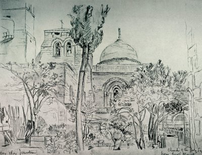 Den hellige gravs kirke fra hagen til det greske klosteret, 1902. av John Fulleylove