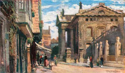 Clarendon-bygningen, sett mot øst (fargelitografi) av John Fulleylove