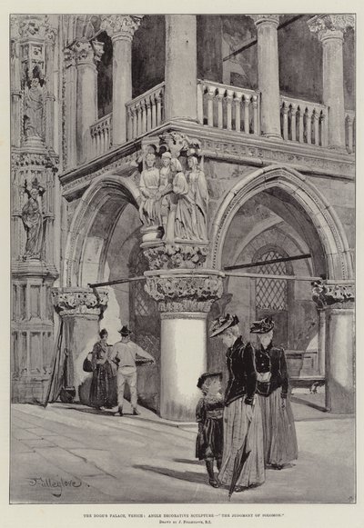 Dogepalasset, Venezia, vinkel dekorativ skulptur, Salomos dom av John Fulleylove