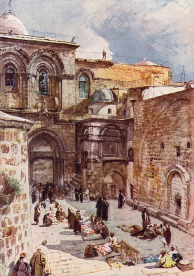 Forretten til Den hellige gravs kirke (farge litho) av John Fulleylove