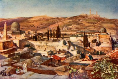 Tempelområdet og Oljeberget fra Sionsfjellet, 1902. av John Fulleylove