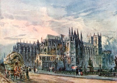 Utsikt over klosteret og St. Margarets kirke fra Whitehall (fargelitografi) av John Fulleylove