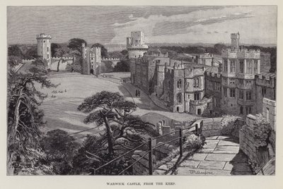 Warwick Castle, fra Keep (litho) av John Fulleylove