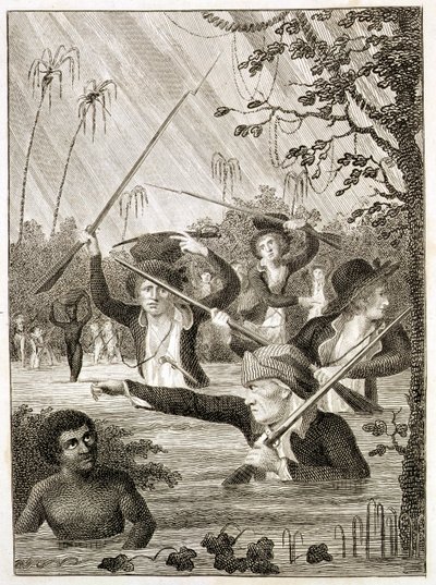 Mars gjennom en sump eller myr i Terra Firma av John Gabriel (after) Stedman