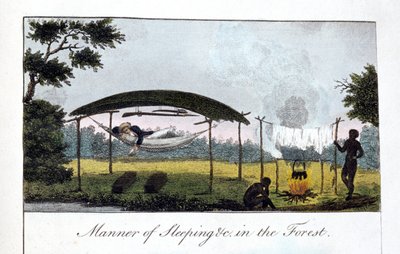 Manner of Sleeping in the Forest, 1813. av John Gabriel Stedman