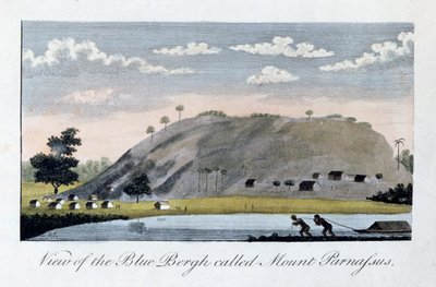 Utsikt over Blue Bergh kalt, Mount Parnassus, 1813 av John Gabriel Stedman