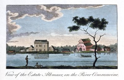 Utsikt over eiendommen Alkmaar, ved elven Commewine, 1813 av John Gabriel Stedman