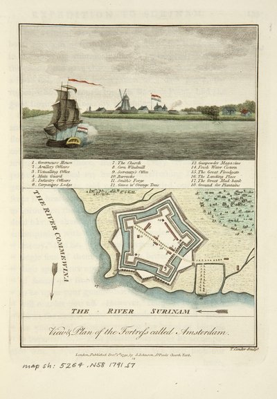 Utsikt og plan over festningen kalt Amsterdam av John Gabriel Stedman