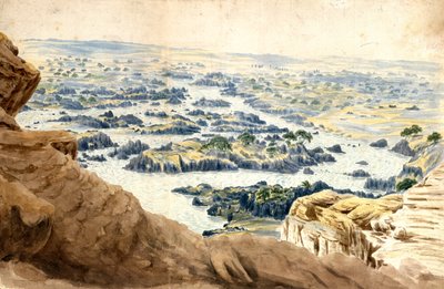 Nilen ved den andre grå stæren. Akvarell av John Gardner Wilkinson (1797–1875), britisk reisende og arkeolog, «den britiske egyptologiens far». av John Gardner Wilkinson