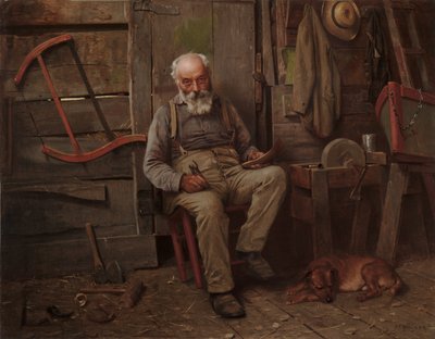 Båtbygger, ca. 1904 (olje på lerret) av John George Brown
