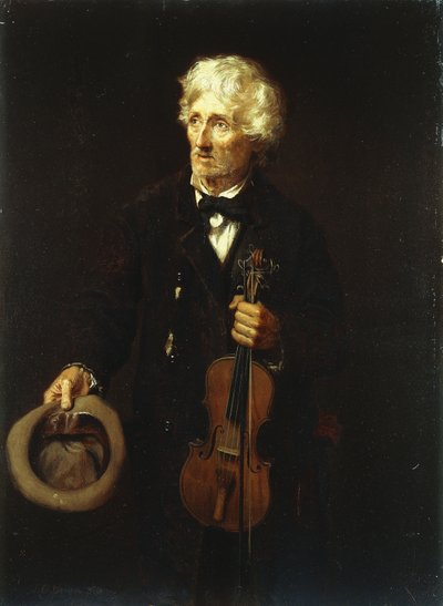 Mann med fiolin, 1879 av John George Brown