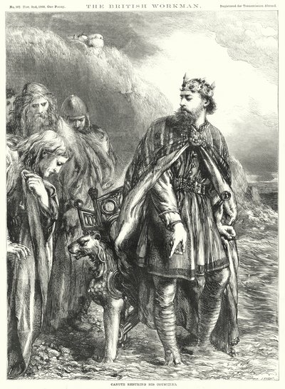 Knud som irettesetter hoffmennene sine (gravering) av John Gilbert