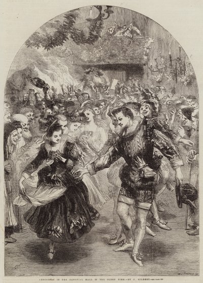 Jul i Friherresalen i Olden Tid av John Gilbert