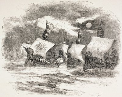 Kong Henrys flåte seiler til Frankrike, 1890 av John Gilbert
