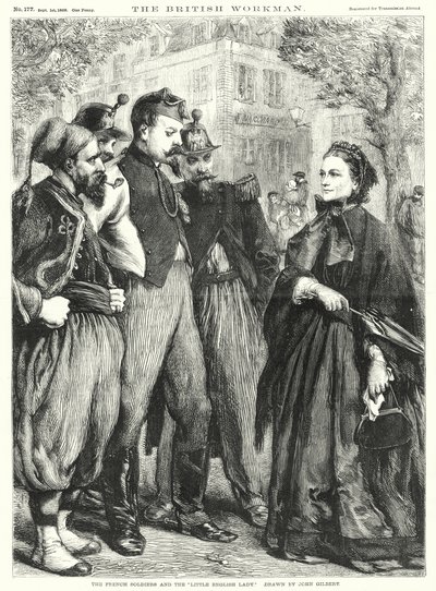 De franske soldatene og "Little English Lady" (gravering) av John Gilbert
