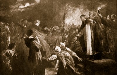 Ankomsten av kardinal Wolsey til Leicester Abbey, 1530, illustrasjon fra Hutchinsons 