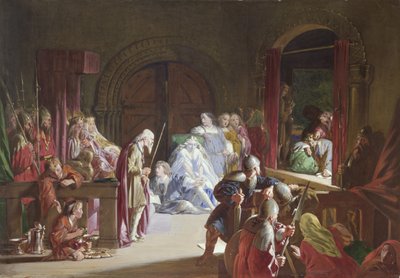 Gjenoppføringen av Hamlets fars død, akt III, scene 2 (wc og gouache) av John Gilbert