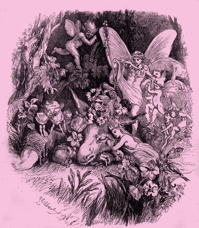 Titania og bunn i en midtsommernattsdrøm av John Gilbert