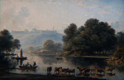 En utsikt over Windsor Castle fra Themsen (akvarell) av John Glover