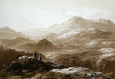 Dolwyddelan Castle og Moel Siabod (akvarell på papir) av John Glover