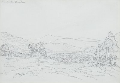 Llantysilio Mountain, Wales (blyant, penn og blekk på papir) av John Glover