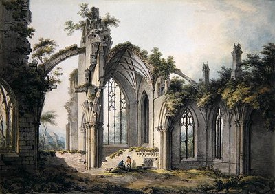Melrose Abbey (akvarell på papir) av John Glover