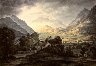 Place Fell og Helvellyn, Ullswater, fra Gowbarrow Park (akvarell med gummi arabicum på papir) av John Glover