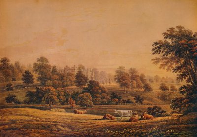 Utsikt over Aldenham Abbey: Hertfordshire, 1700-1800-tallet, 1935 av John Glover