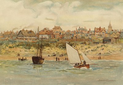 Liverpool: A View of New Brighton from the Sea (farge litho) av John Glynn