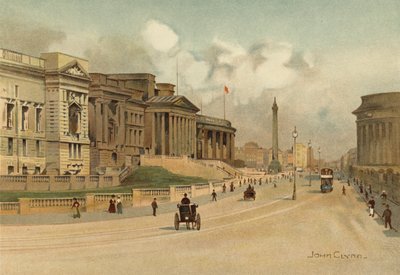Liverpool: William Brown Street, Technical School, Museum and Free Library (farge litho) av John Glynn